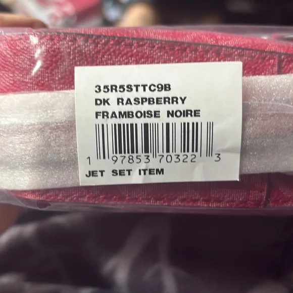 Michael Kors Large Jet Set Large Signature Logo Crossbody Bag - Dark Raspberry - Picture 2 of 6